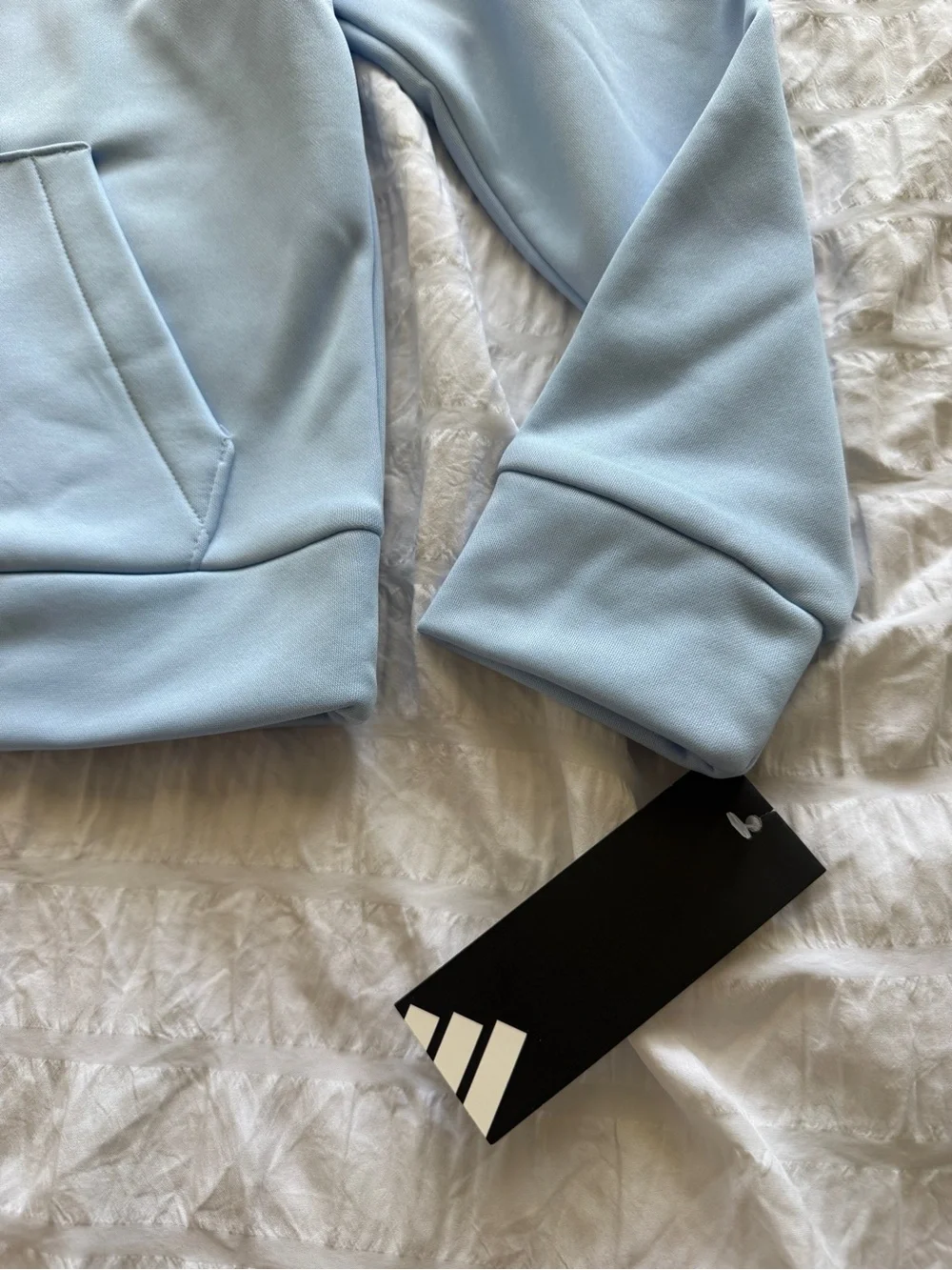 adidas Light Blue Pullover Hoodie with White Logo Accent